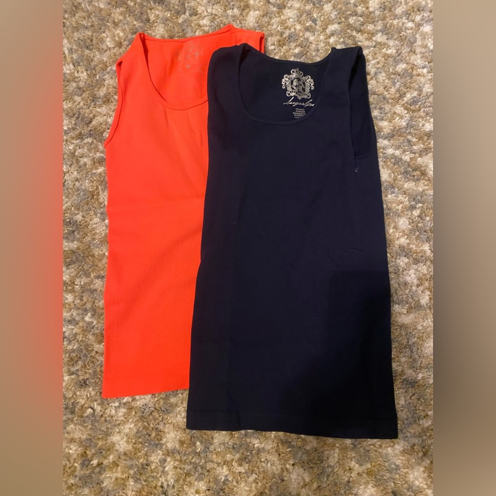 SUGARLIPS Navy Blue & Orange Tank Tops